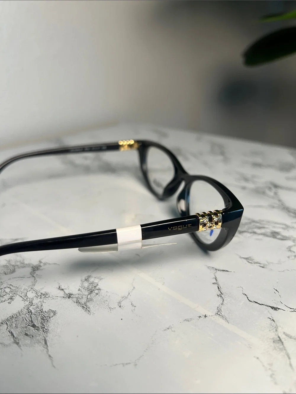 Vogue VO5240-B Black Cat Eye Eyeglasses Gold Detail 51-17-135 NWT